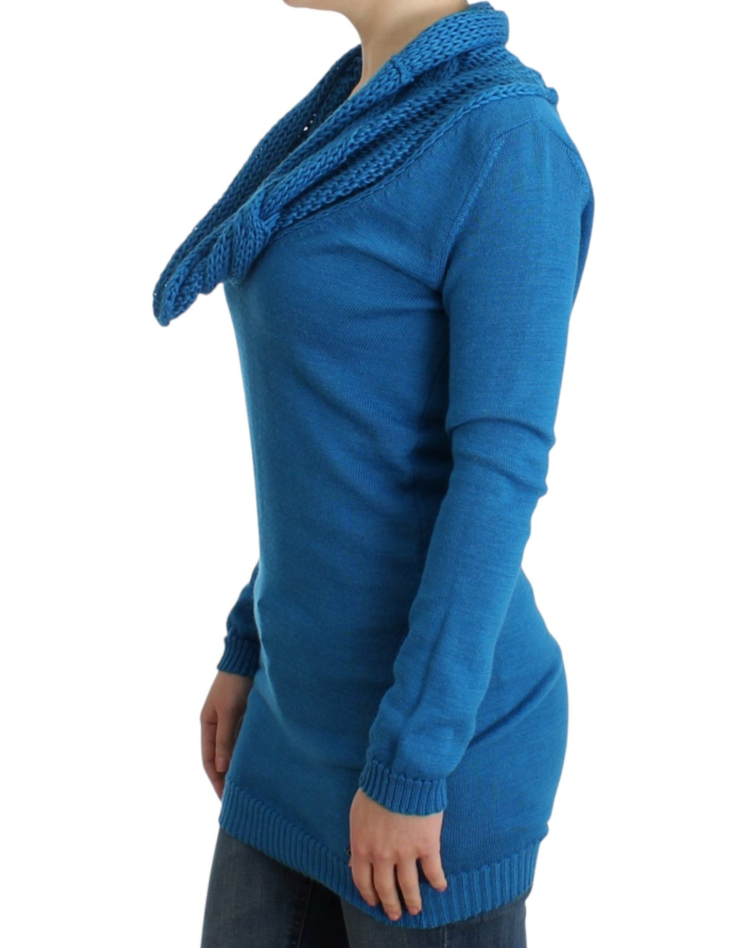 Costume National Chic Blue Scoop Neck Knit Sweater - M