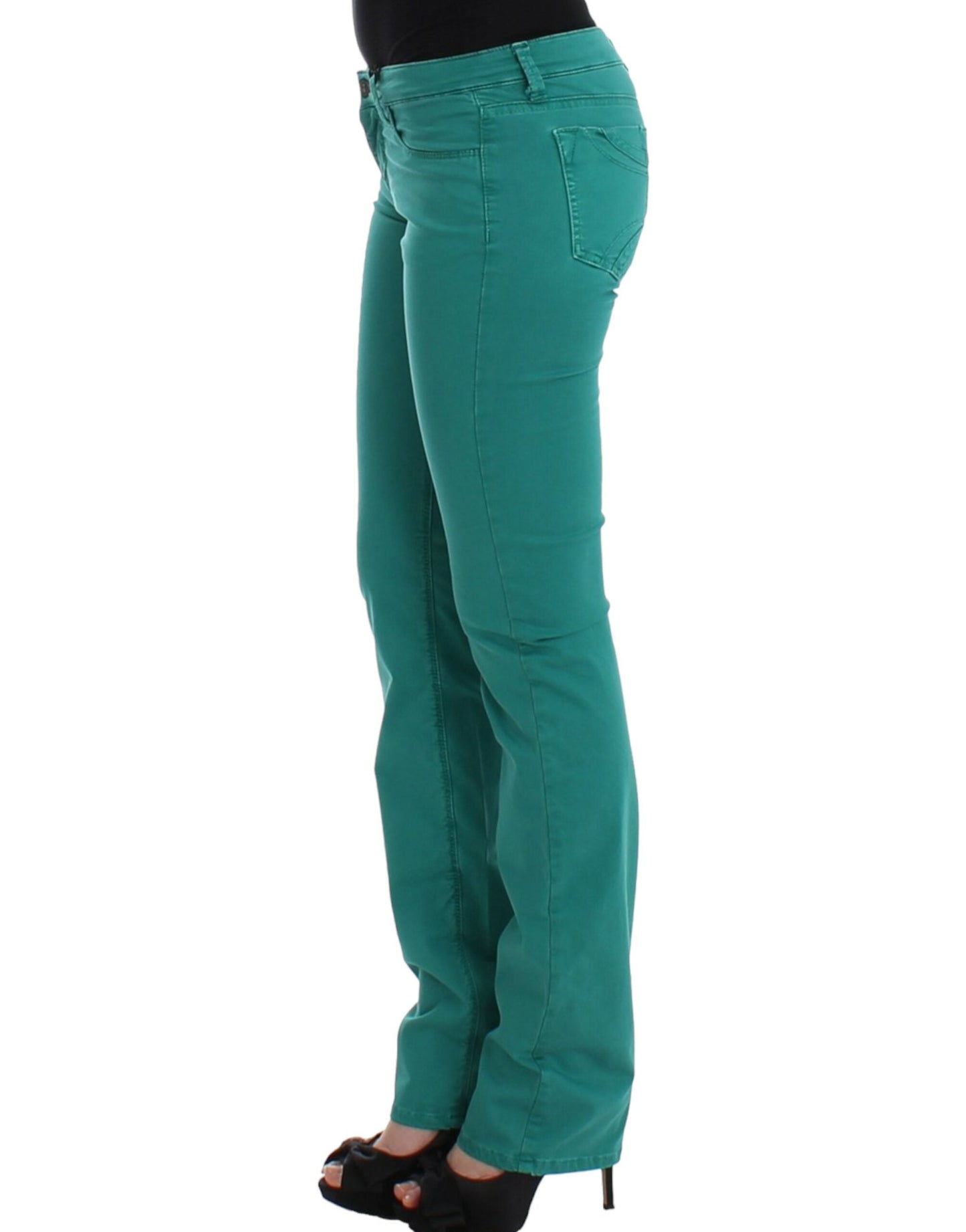 Costume National Chic Green Straight Leg Jeans for Sophisticated Style - W26