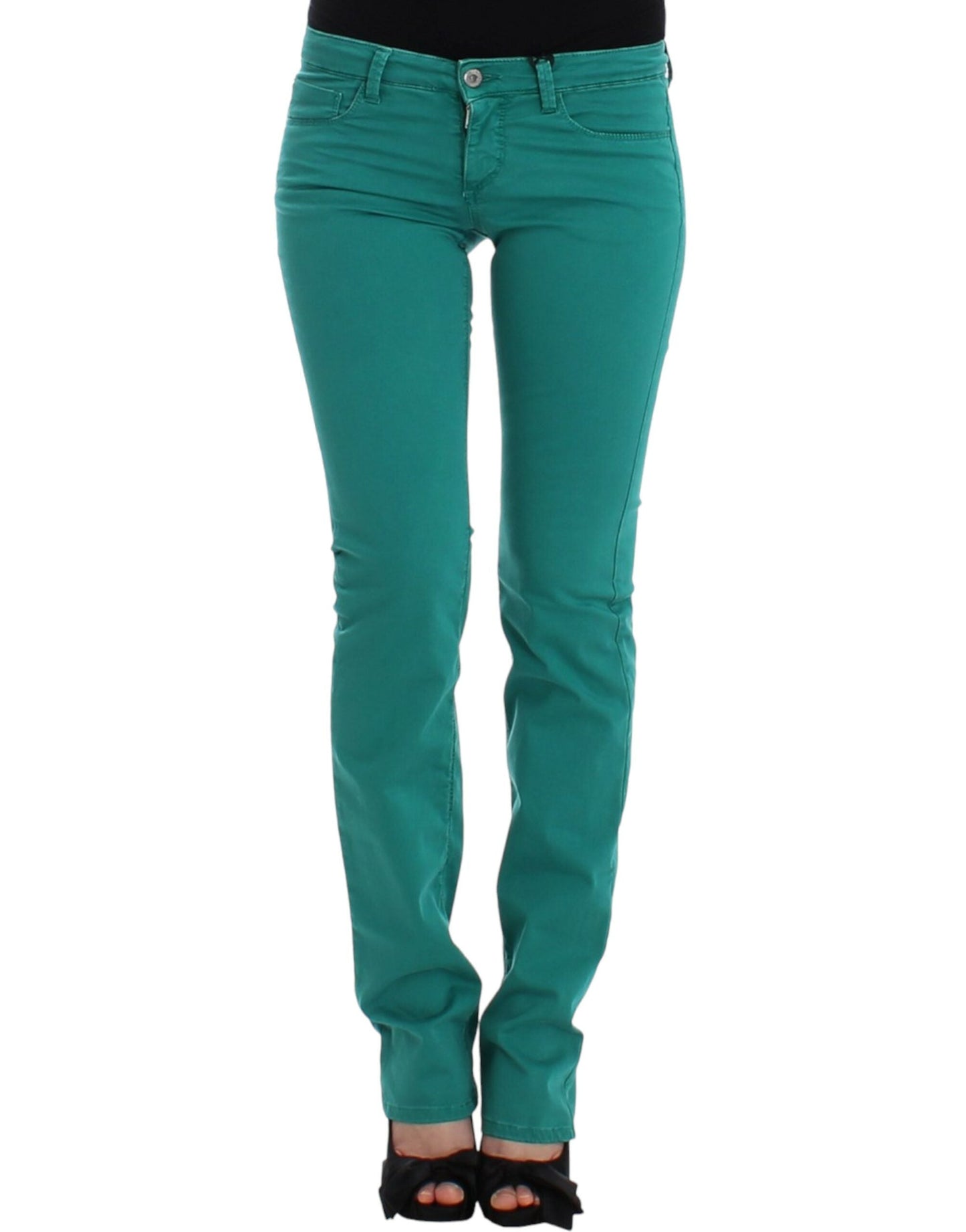 Costume National Chic Green Straight Leg Jeans for Sophisticated Style - W26