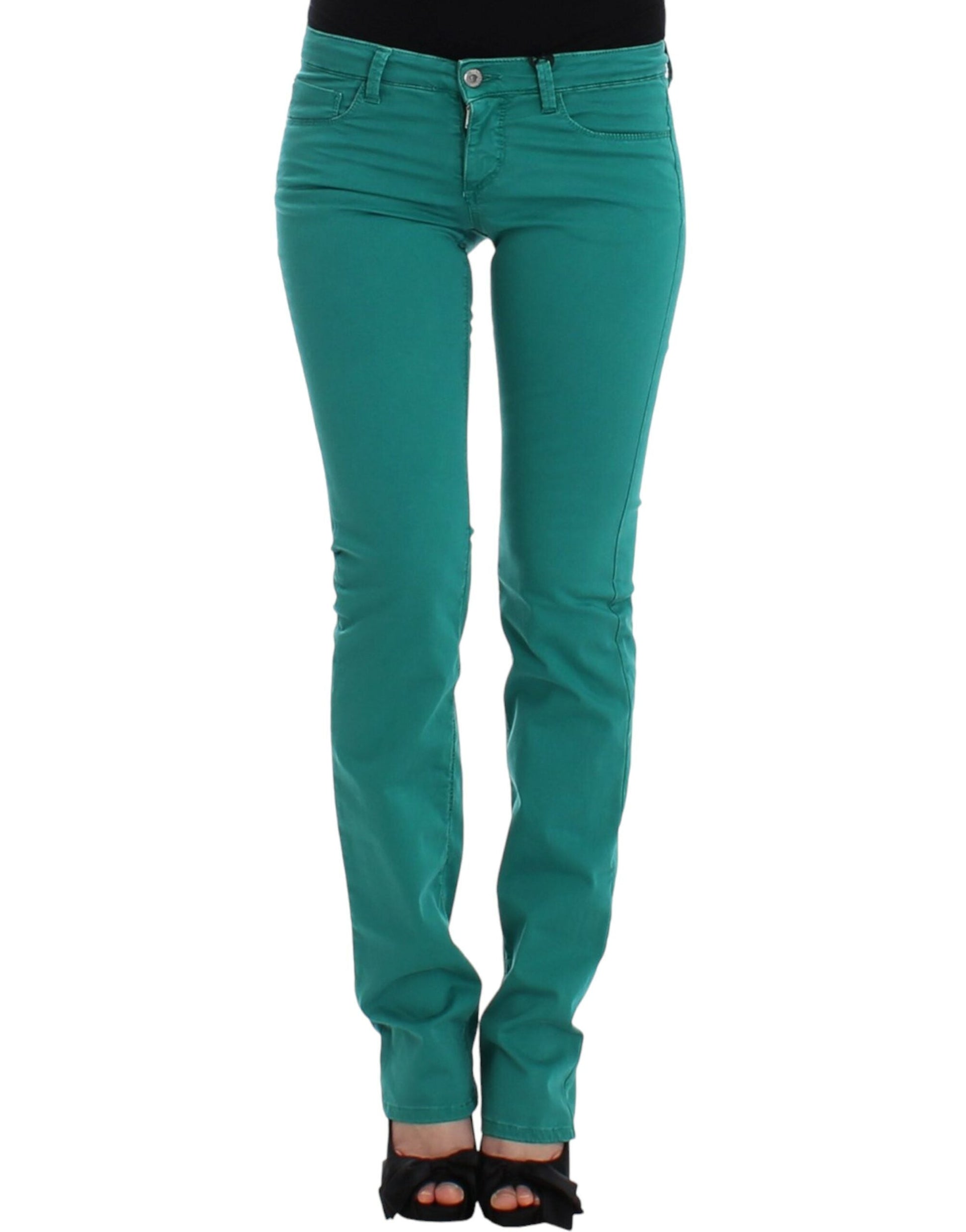 Costume National Chic Green Straight Leg Jeans for Sophisticated Style - W26