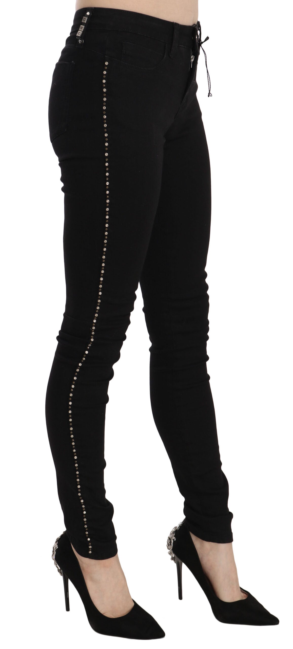 Costume National Chic Mid Waist Skinny Black Denim - W26