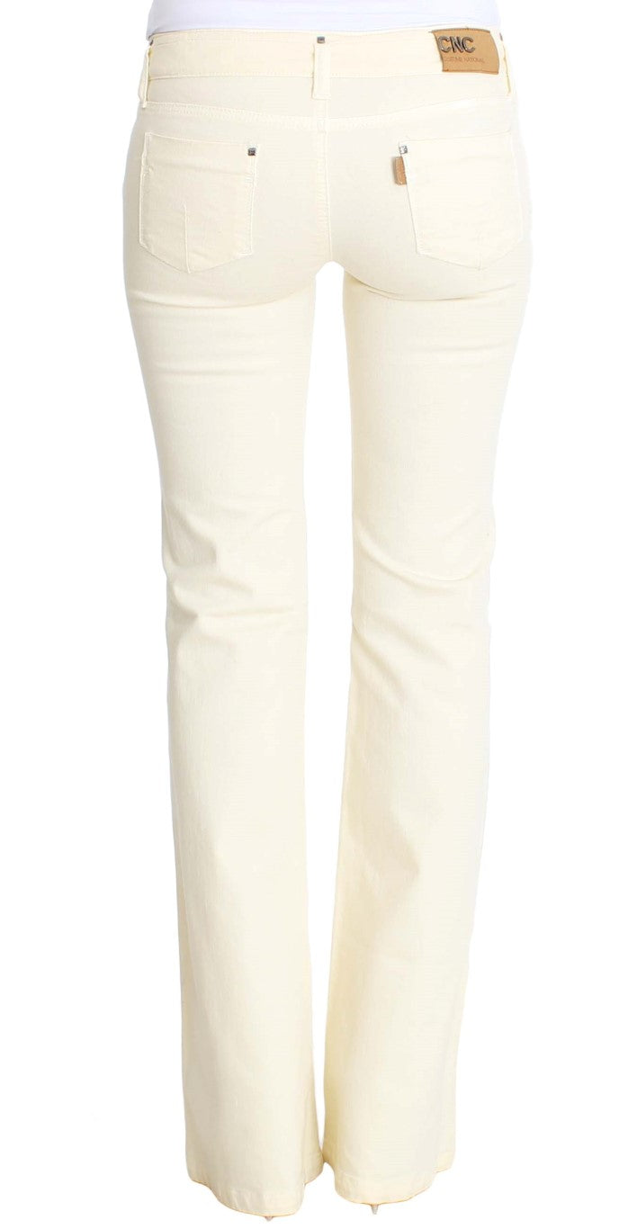 Costume National Chic Off-White Flared Designer Jeans - W26