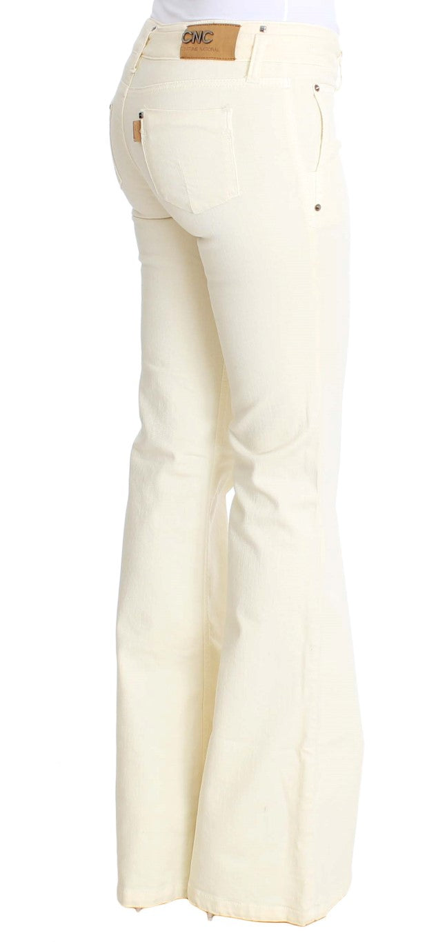 Costume National Chic Off-White Flared Designer Jeans - W26