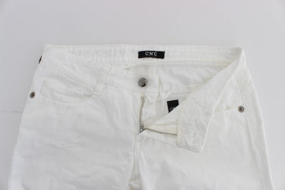 Costume National Chic Slim Fit White Cotton Jeans