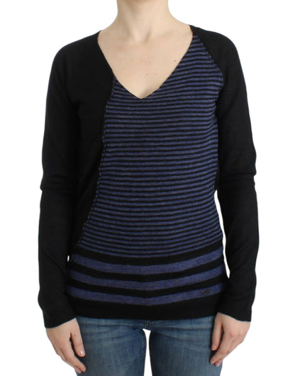 Costume National Chic Striped V-Neck Wool Blend Sweater - XS