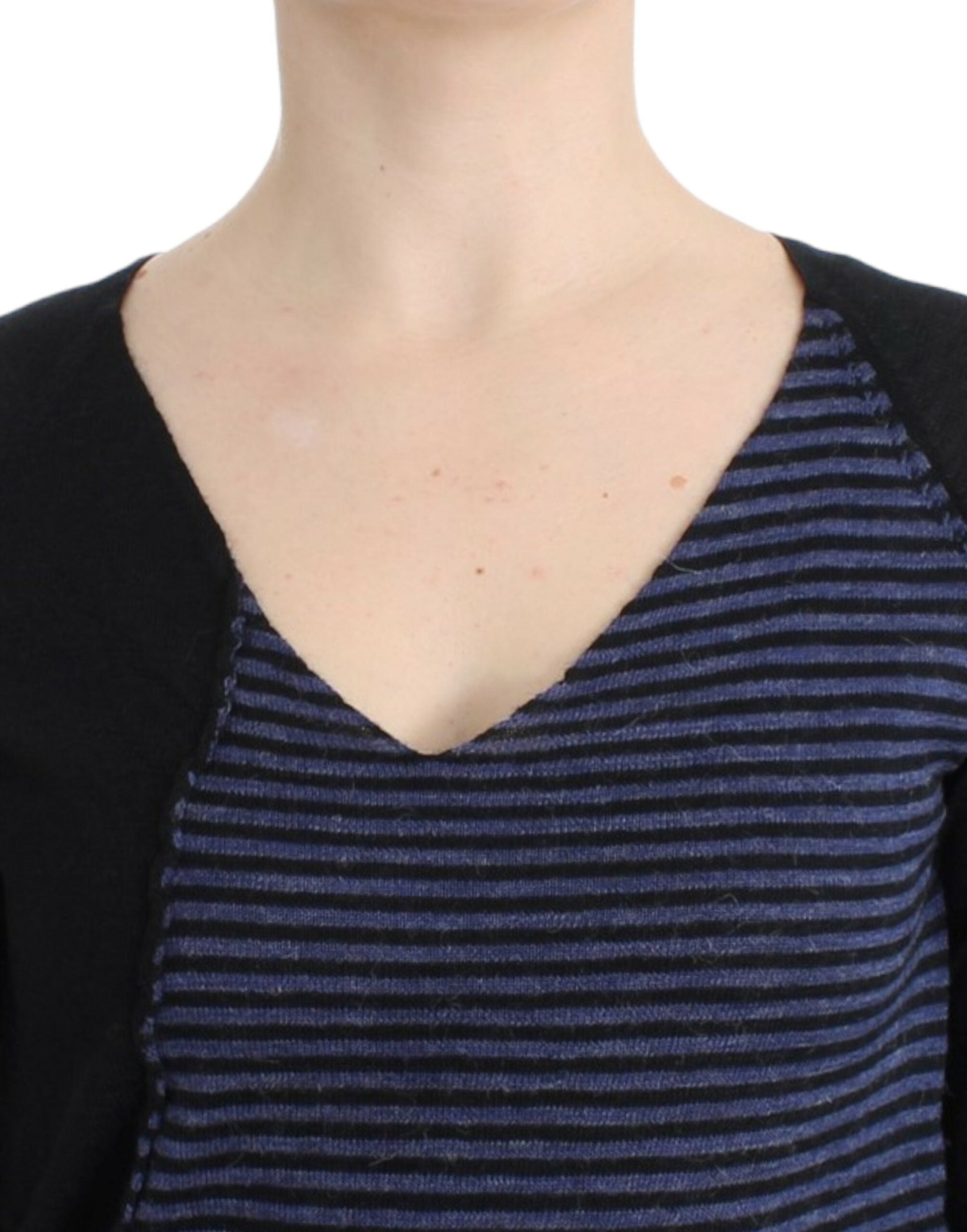 Costume National Chic Striped V-Neck Wool Blend Sweater - XS