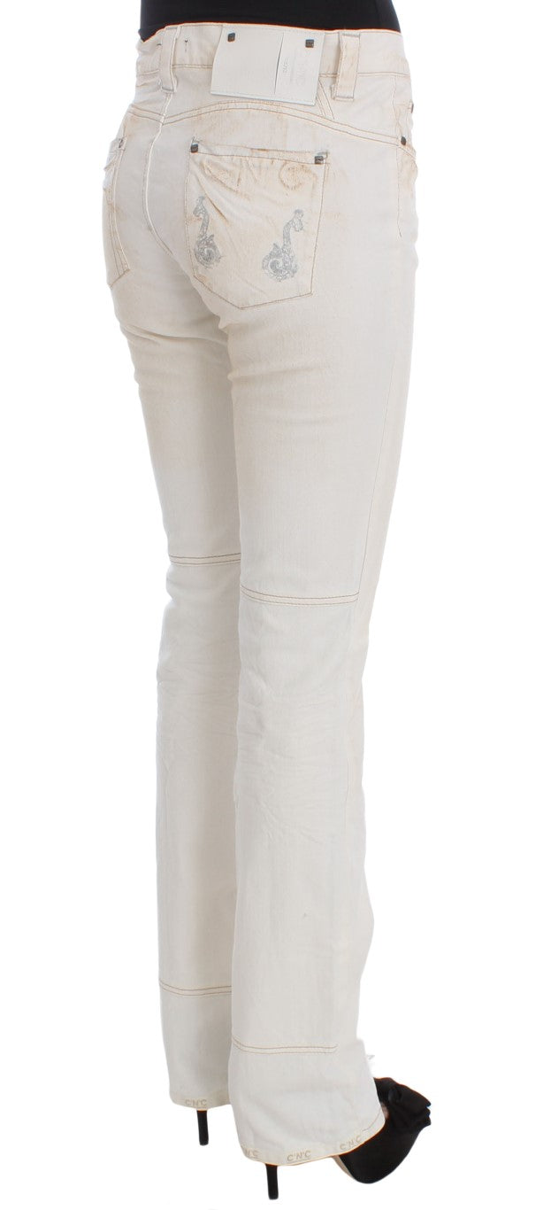 Costume National Chic White Slim Fit Designer Jeans - W26