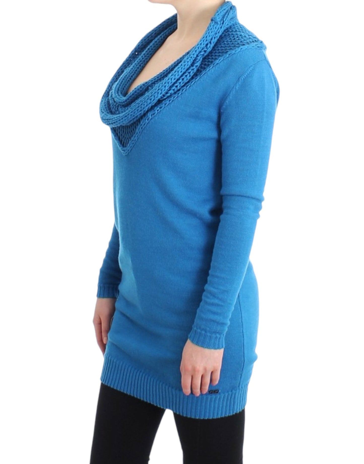 Costume National Cozy Scoop Neck Blue Knit Sweater - S