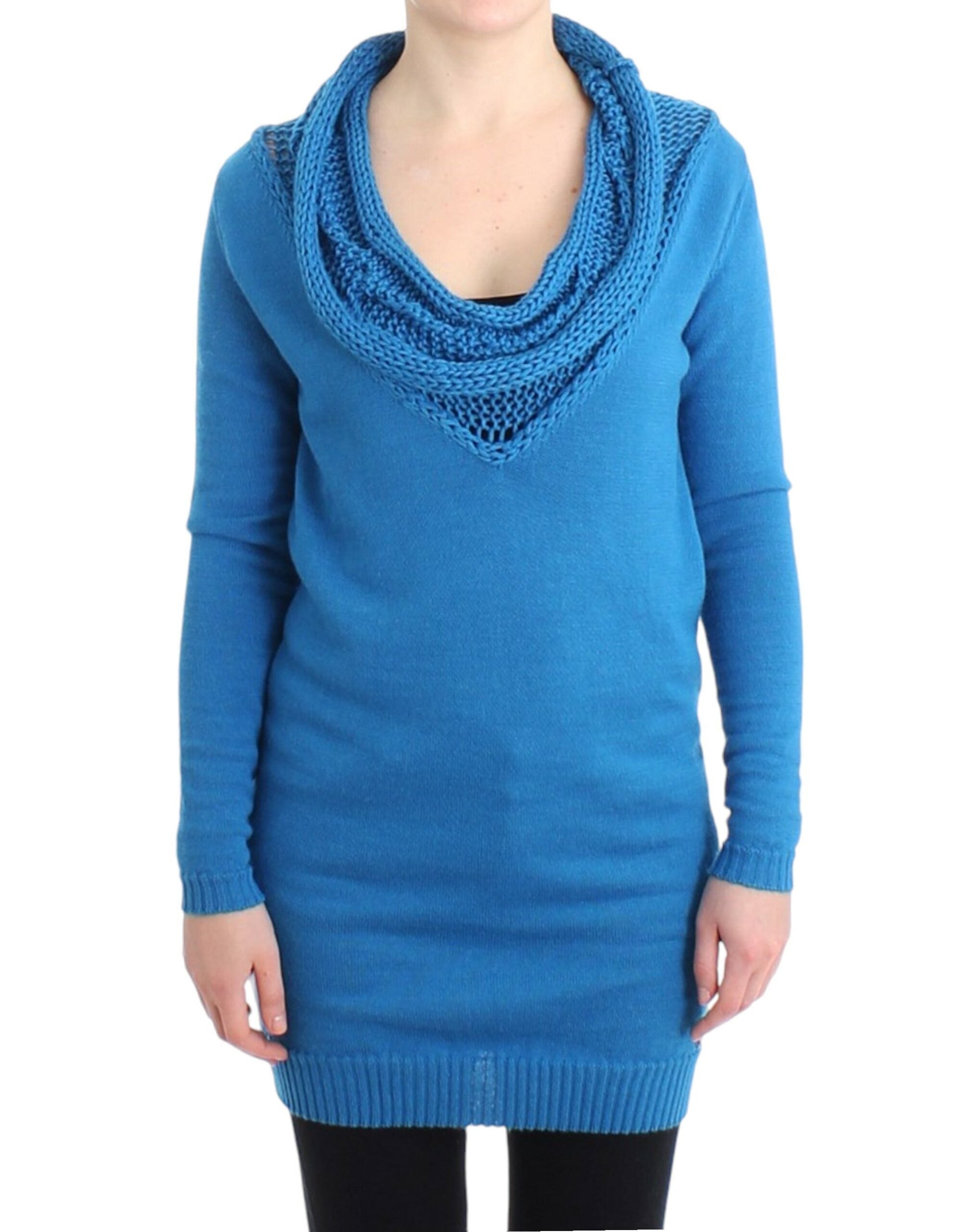 Costume National Cozy Scoop Neck Blue Knit Sweater - S