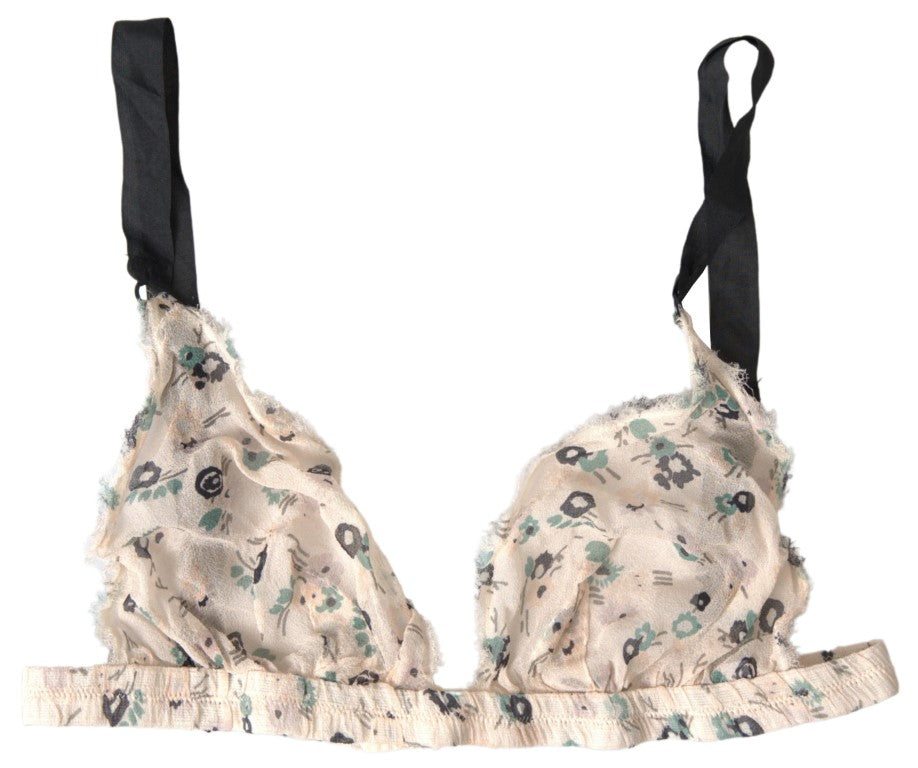 Costume National Elegant Floral Print Beige Bra - IT1 | XS