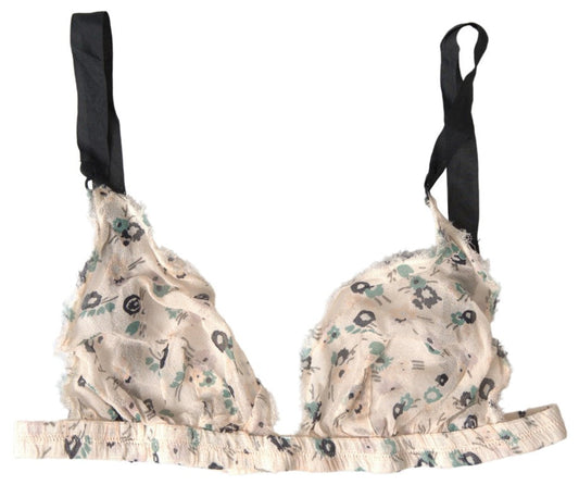 Costume National Elegant Floral Print Beige Bra - IT1 | XS