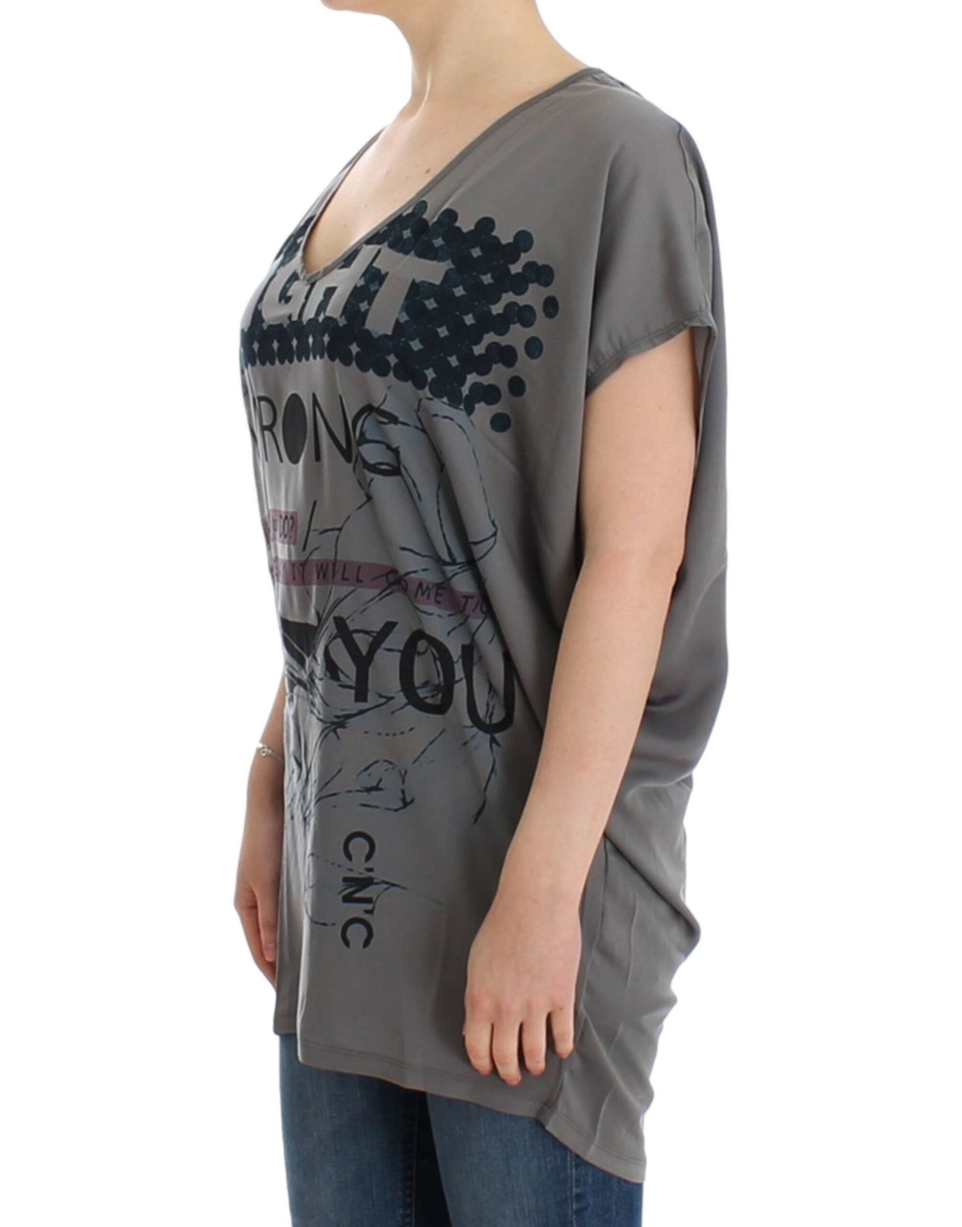 Costume National Elegant V-Neck Tunic with Motive Print - M