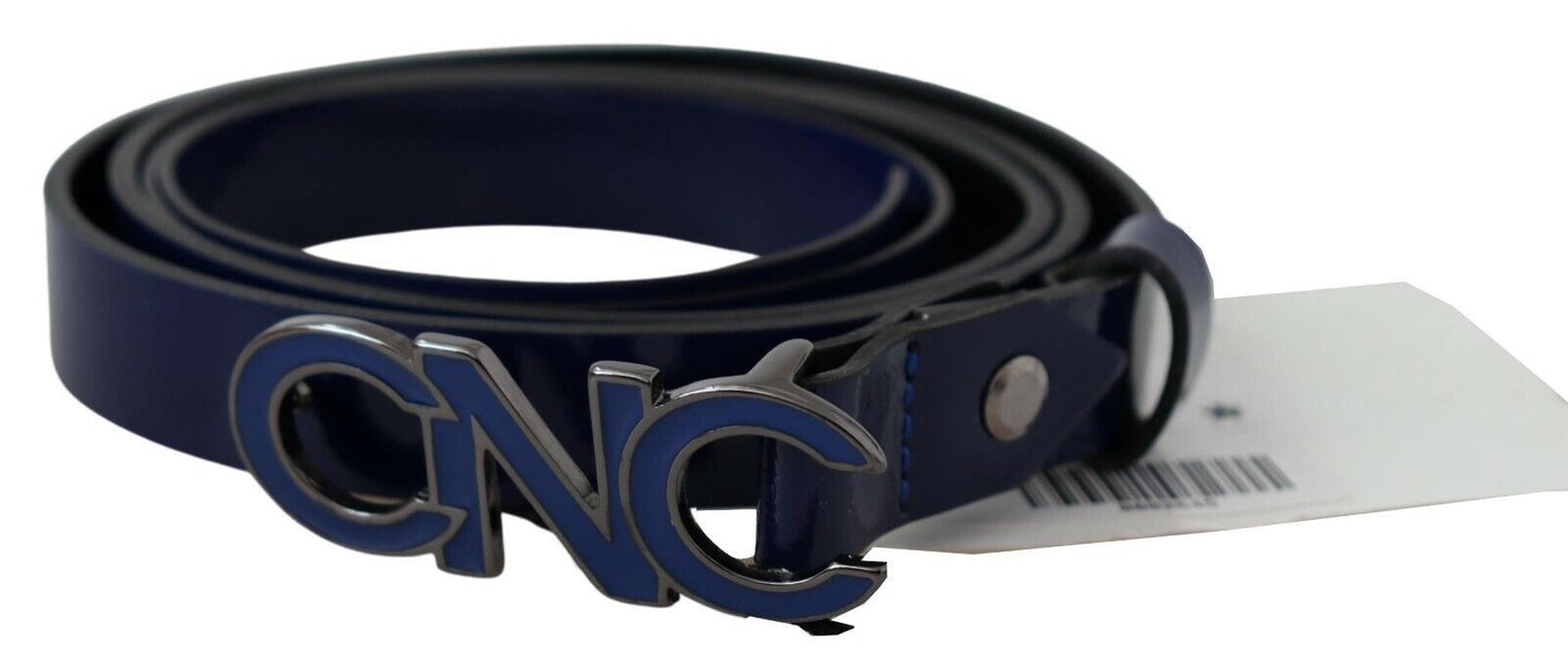 Costume National Sleek Dark Blue Leather Fashion Belt - 85 cm / 34 Inches