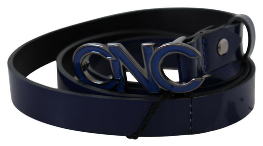 Costume National Sleek Dark Blue Leather Fashion Belt - 85 cm / 34 Inches