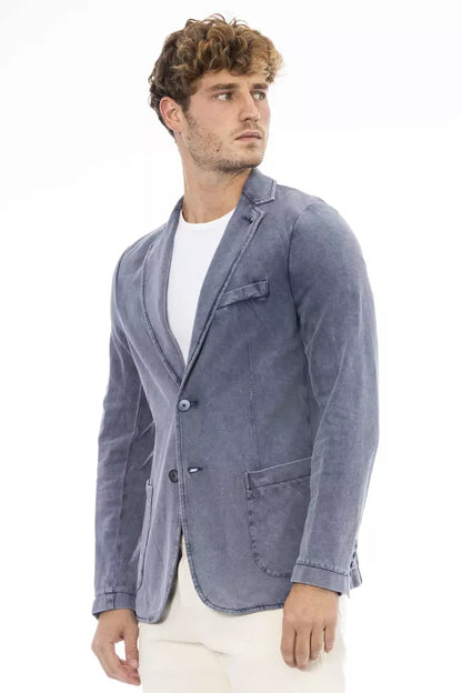 Distretto12 Blue Cotton Mens Blazer - IT52 | XL