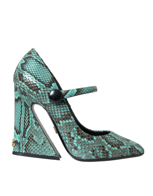 Dolce & Gabbana Aqua Python Leather Mary Jane Pumps Shoes - EU39/US8.5