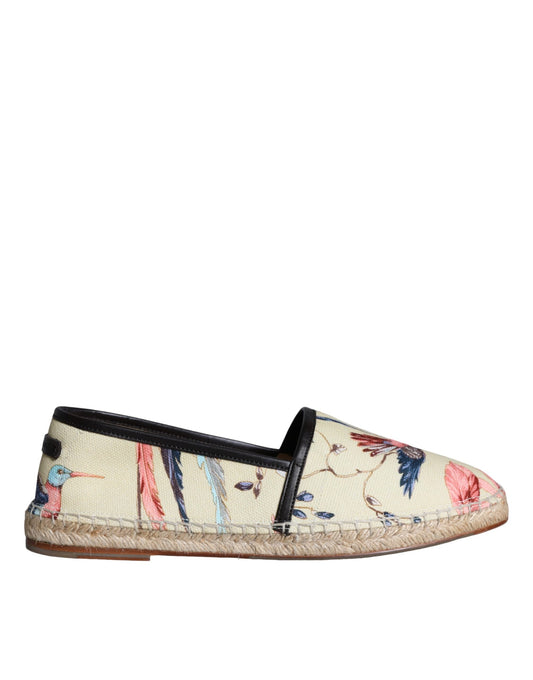 Dolce & Gabbana Beige Floral Canvas Espadrilles Slip On Shoes - EU42/US9