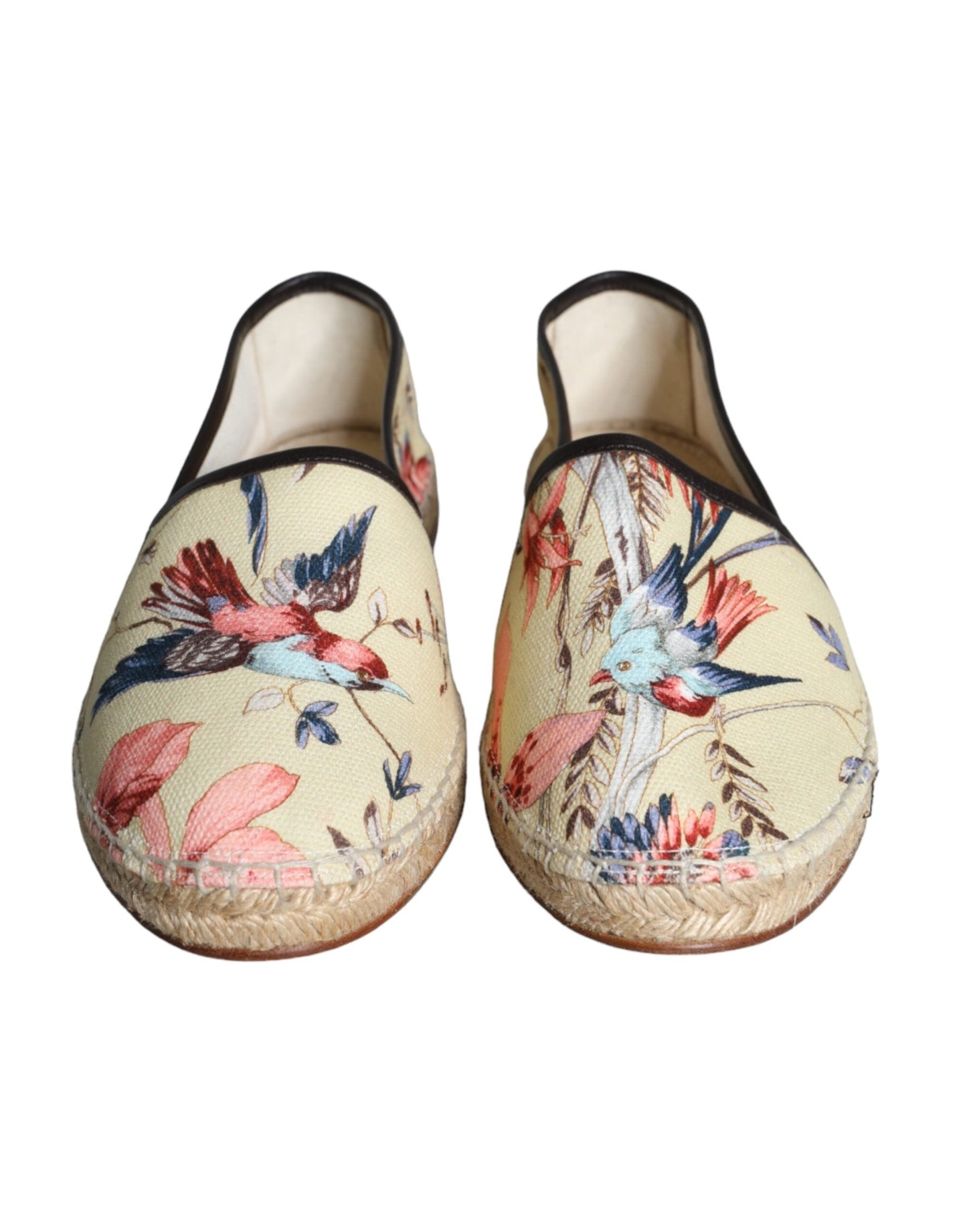 Dolce & Gabbana Beige Floral Canvas Espadrilles Slip On Shoes - EU42/US9