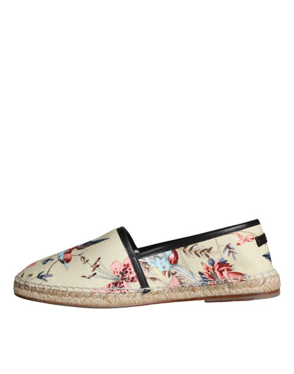 Dolce & Gabbana Beige Floral Canvas Espadrilles Slip On Shoes - EU42/US9