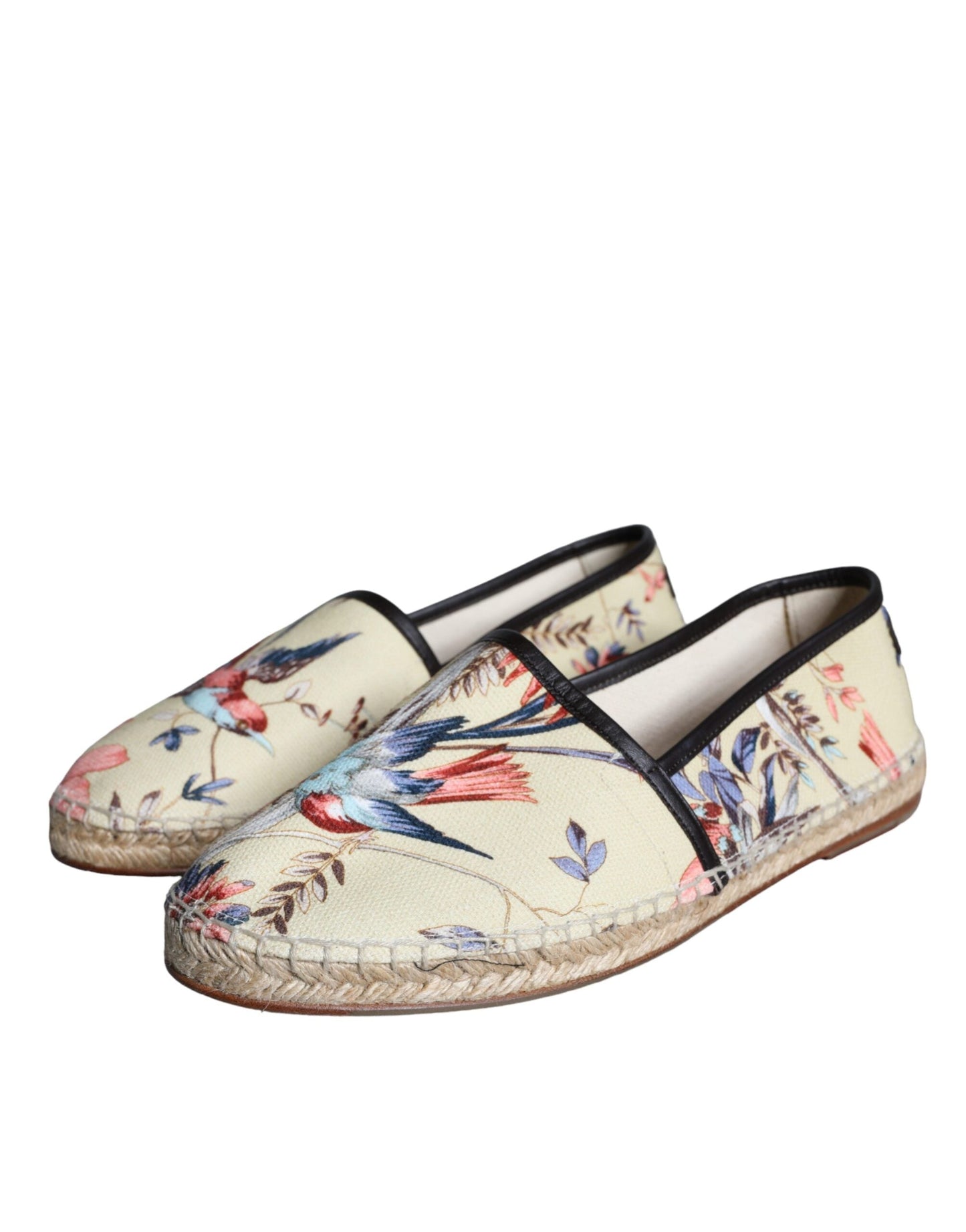 Dolce & Gabbana Beige Floral Canvas Espadrilles Slip On Shoes - EU42/US9