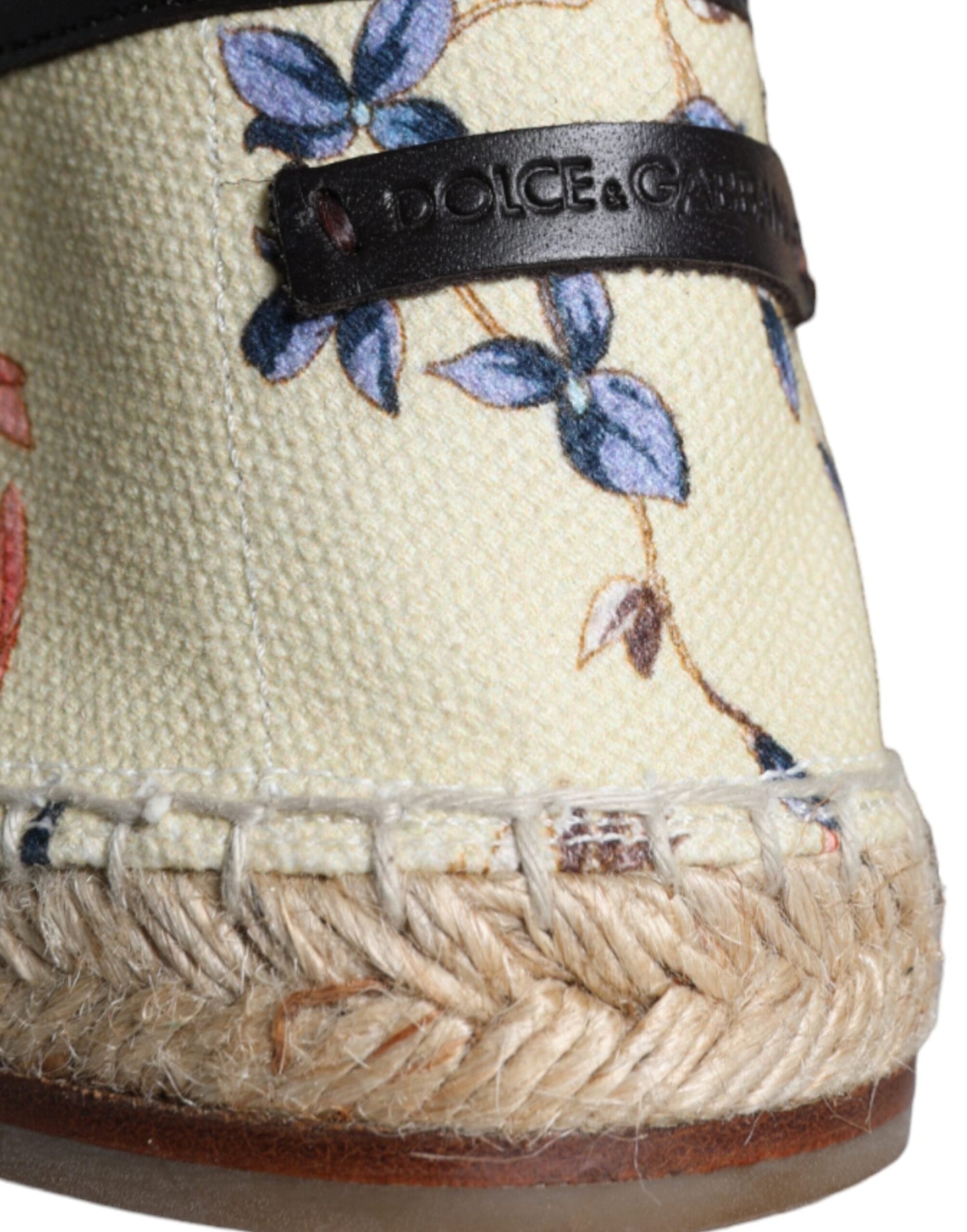 Dolce & Gabbana Beige Floral Canvas Espadrilles Slip On Shoes - EU42/US9