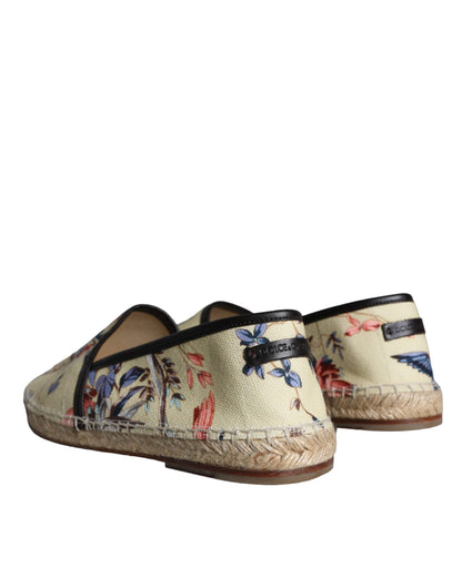 Dolce & Gabbana Beige Floral Canvas Espadrilles Slip On Shoes - EU42/US9