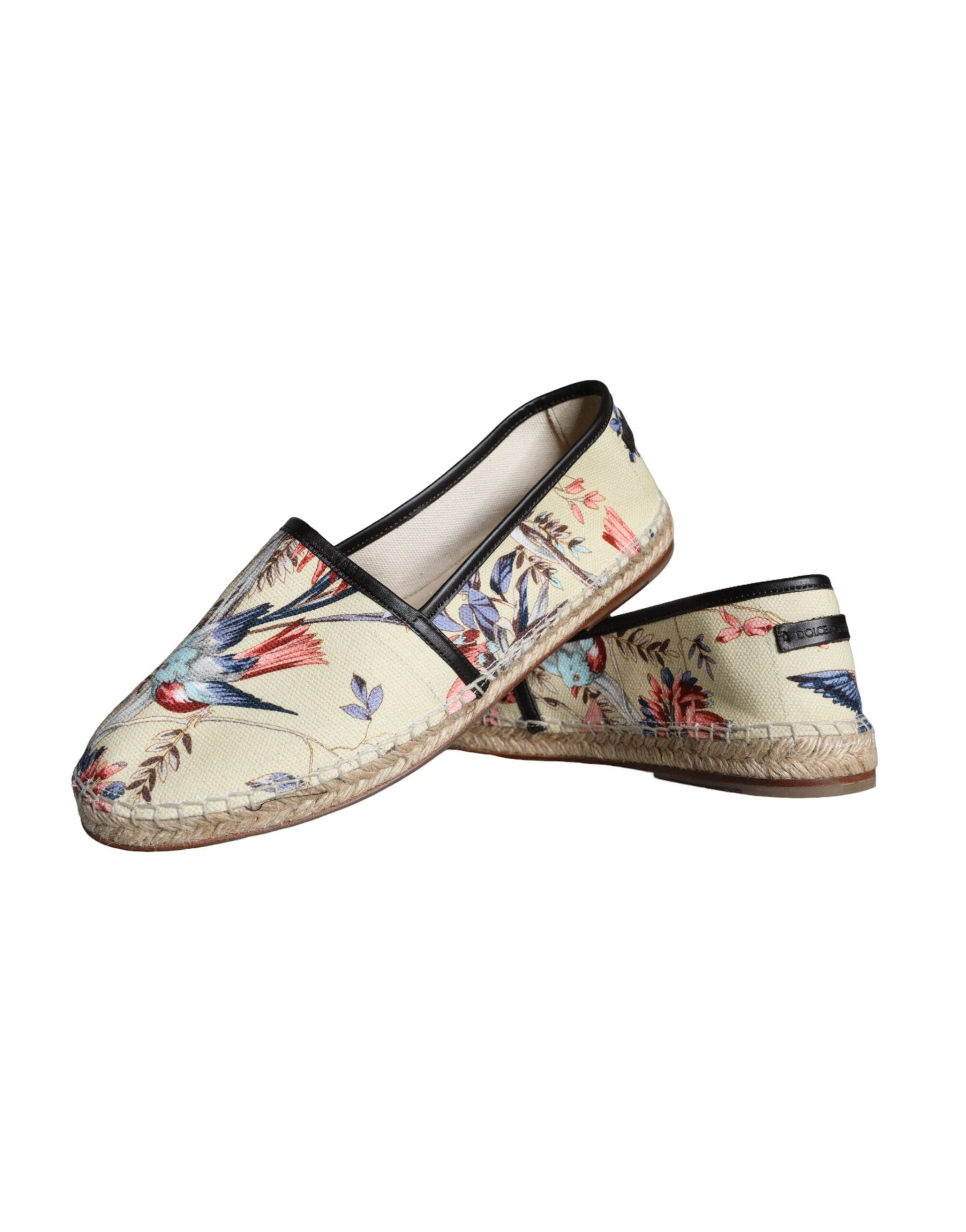 Dolce & Gabbana Beige Floral Canvas Espadrilles Slip On Shoes - EU42/US9