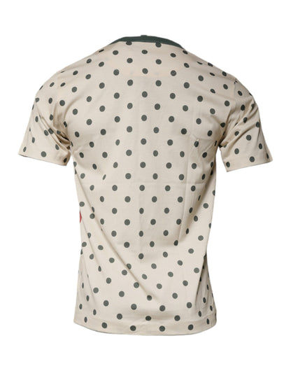 Dolce & Gabbana Beige Graphic Print Polka Dot Cotton T-shirt - IT44 | XS