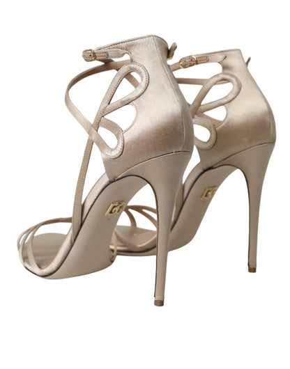 Dolce & Gabbana Beige Leather Strappy Heels Sandals Shoes - EU39/US8.5