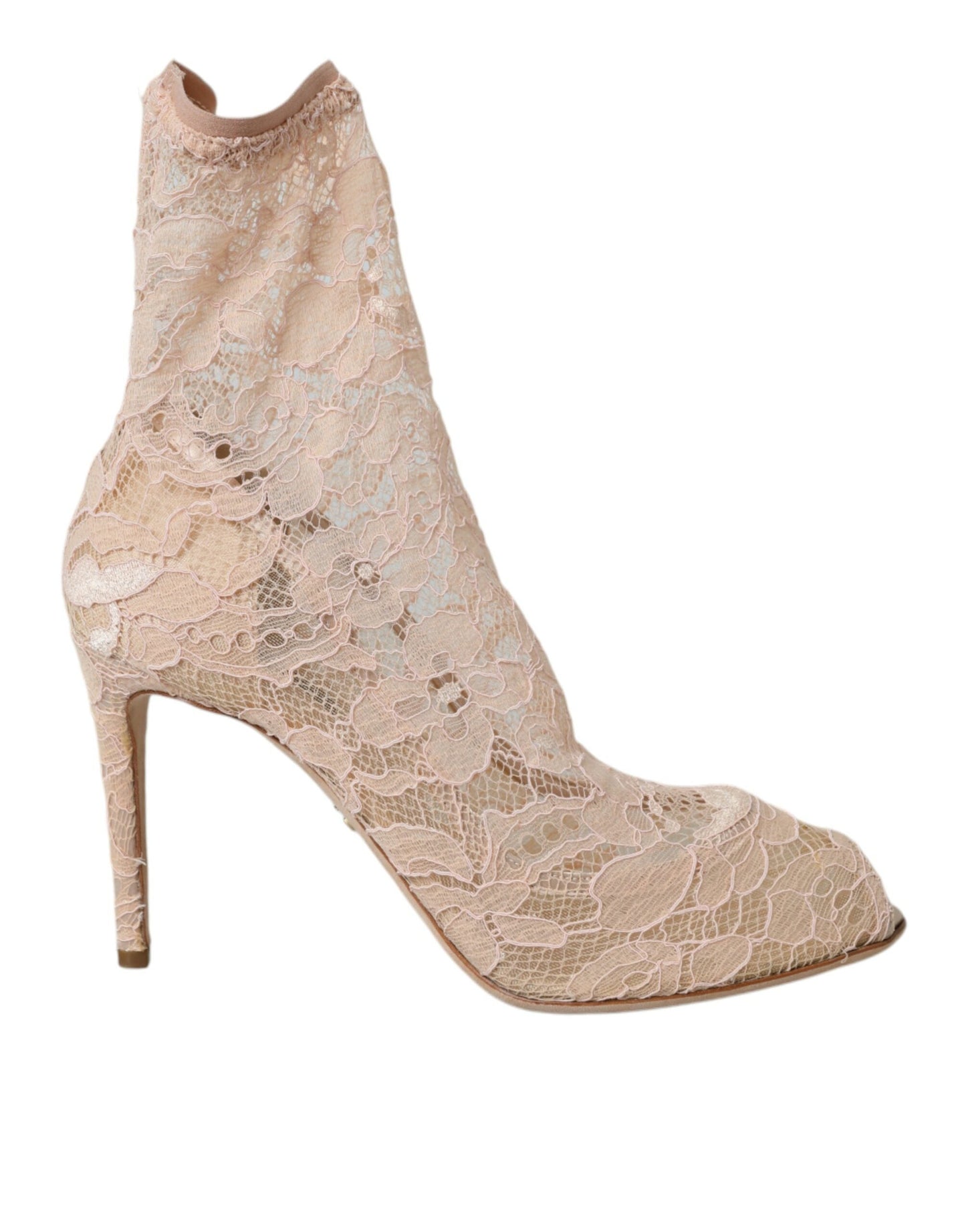 Dolce & Gabbana Beige Stretch Taormina Lace Boots Shoes - EU40.5/US10