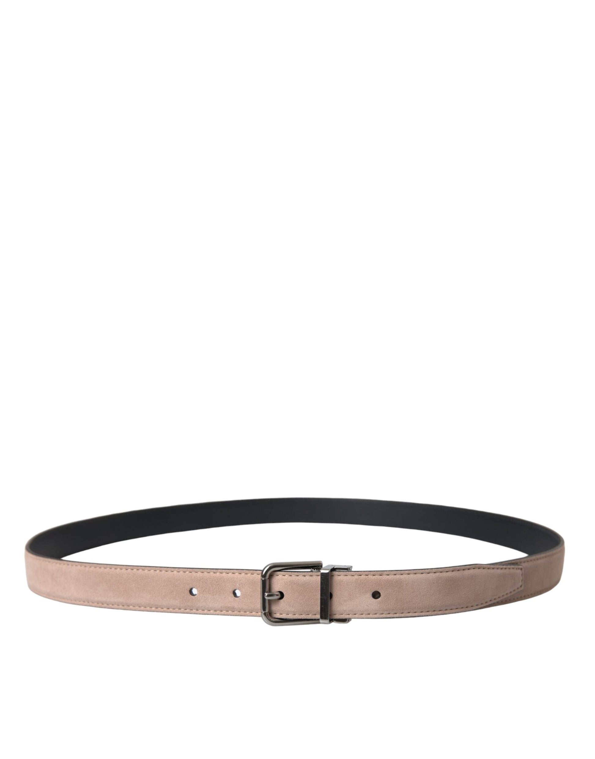 Dolce & Gabbana Beige Suede Leather Silver Buckle Belt Men - 105 cm / 42 Inches