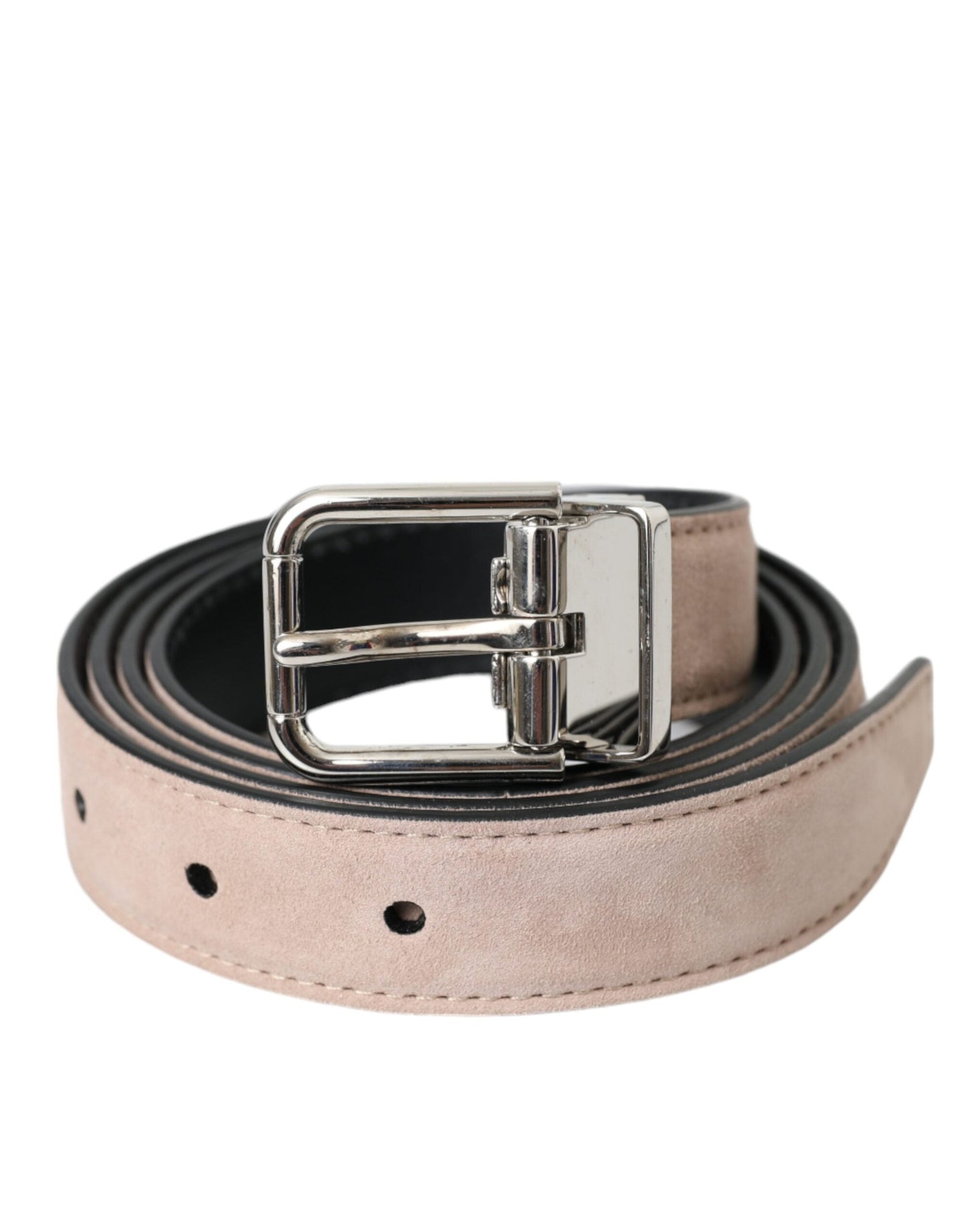 Dolce & Gabbana Beige Suede Leather Silver Buckle Belt Men - 105 cm / 42 Inches