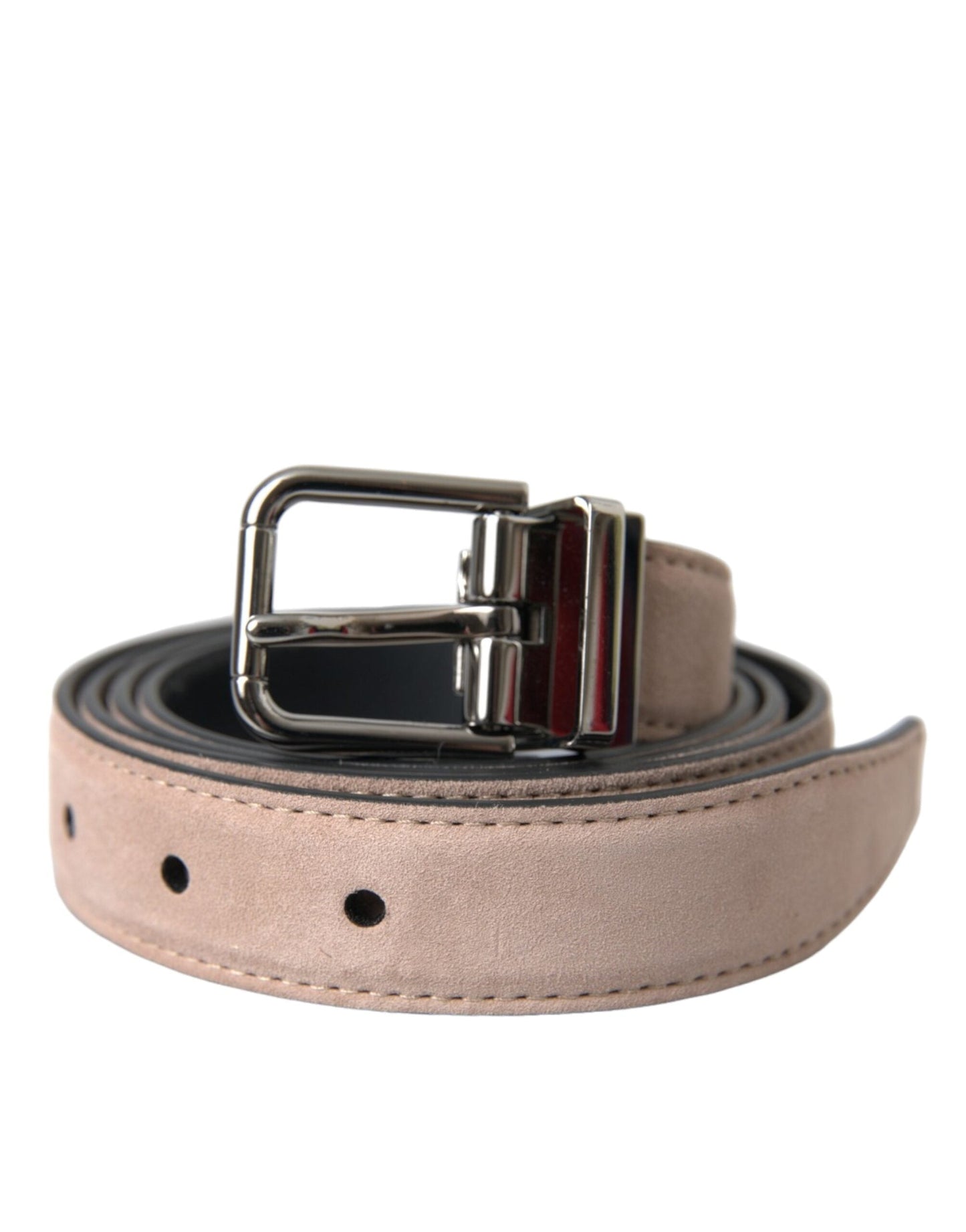 Dolce & Gabbana Beige Suede Leather Silver Buckle Belt Men - 105 cm / 42 Inches