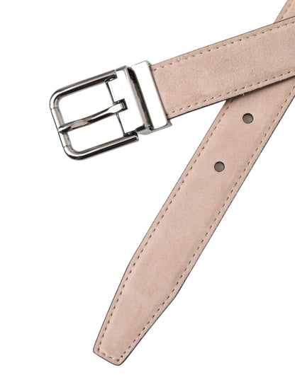 Dolce & Gabbana Beige Suede Leather Silver Buckle Belt Men - 105 cm / 42 Inches