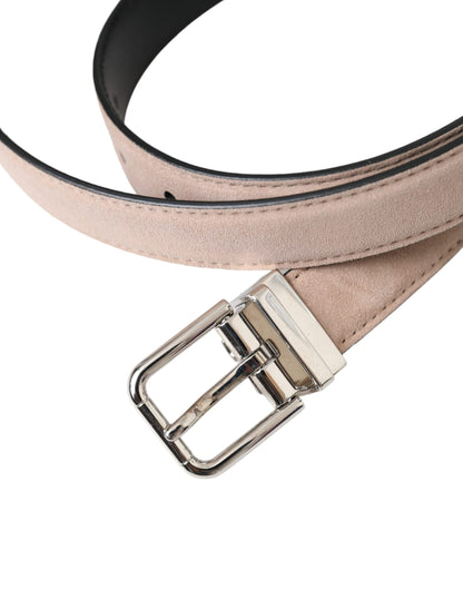 Dolce & Gabbana Beige Suede Leather Silver Buckle Belt Men - 105 cm / 42 Inches