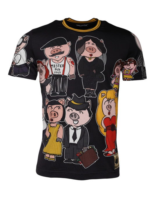 Dolce & Gabbana Black 2019 Year Of The Pig Crew Neck T-shirt