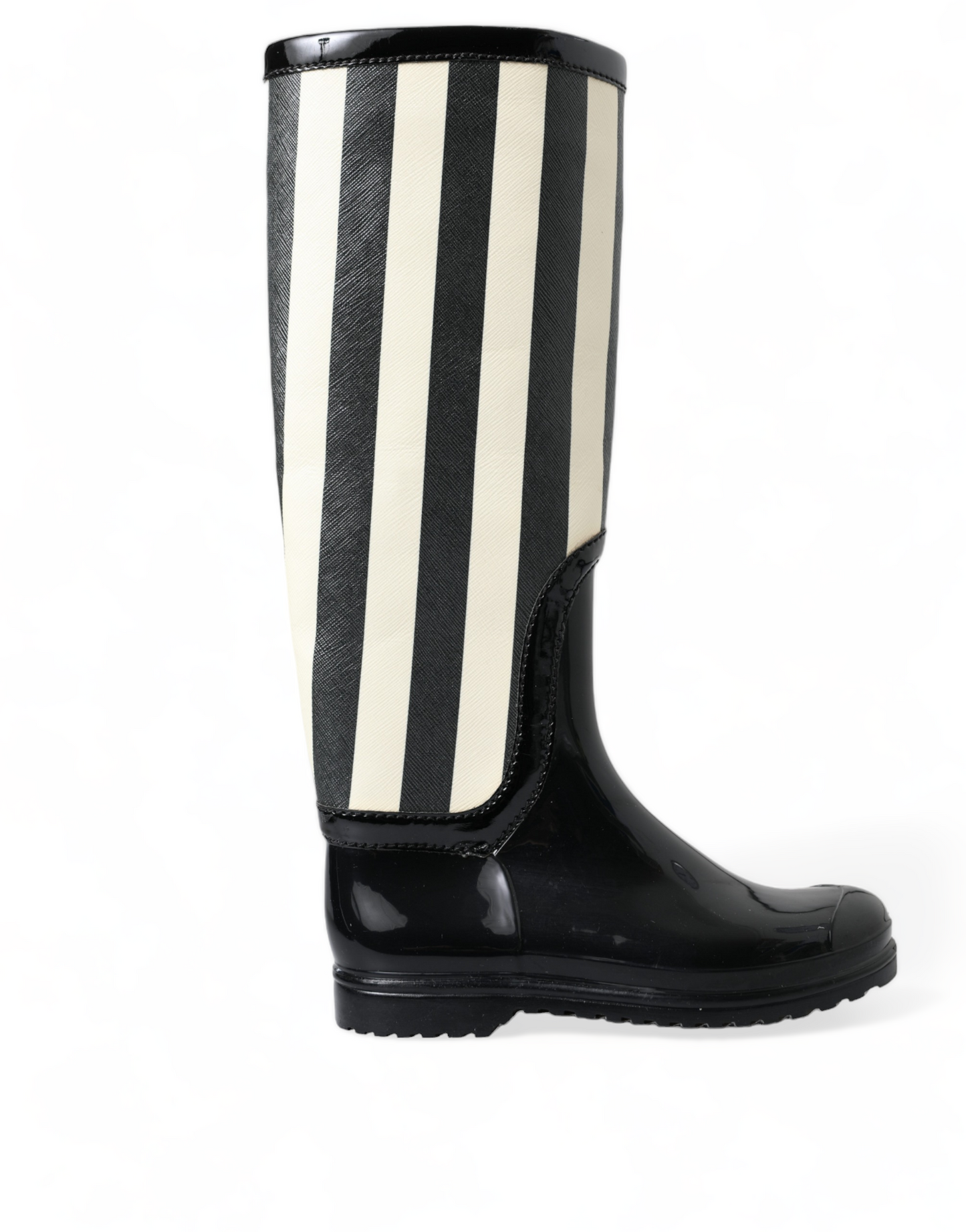 Dolce & Gabbana Black and White Striped Knee High Boots - EU35/US4.5