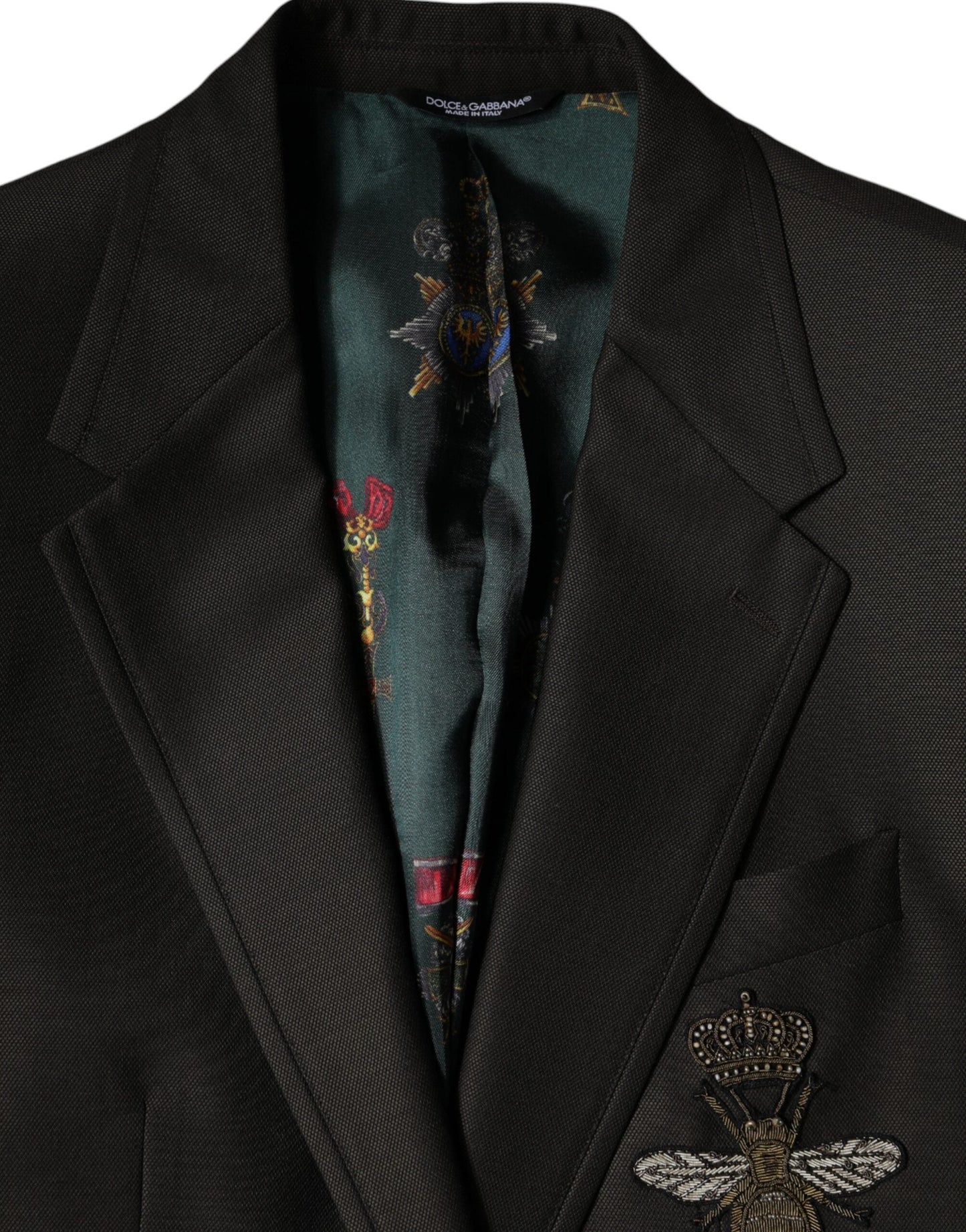 Dolce & Gabbana Black Bee Wool Single Breasted Formal Blazer - IT48 | M