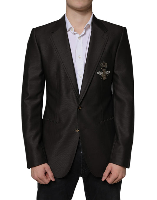 Dolce & Gabbana Black Bee Wool Single Breasted Formal Blazer - IT48 | M