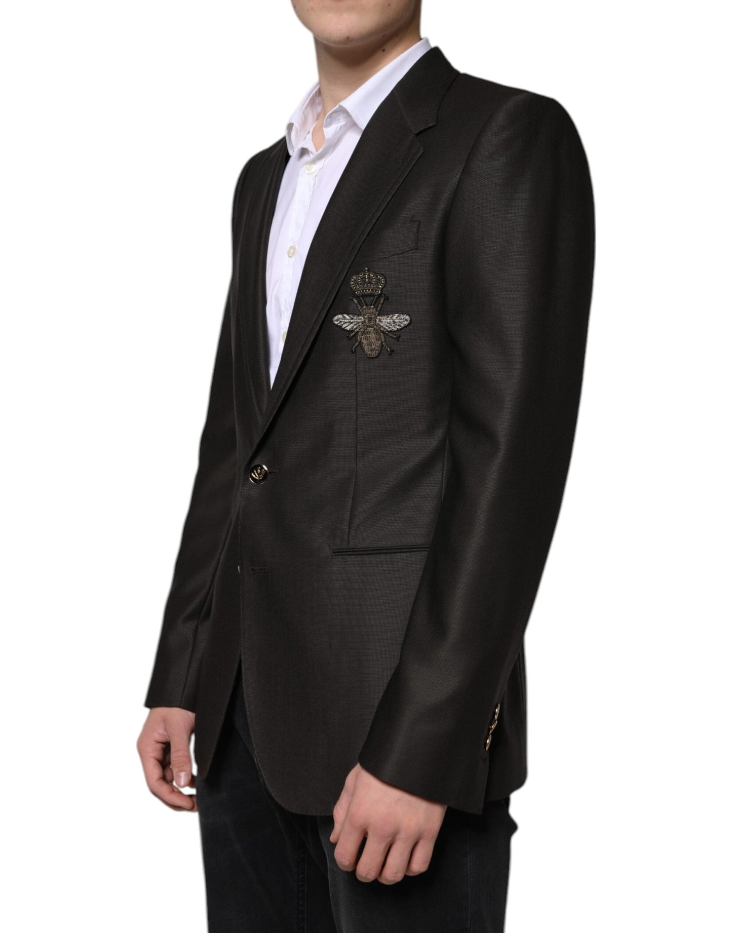 Dolce & Gabbana Black Bee Wool Single Breasted Formal Blazer - IT48 | M