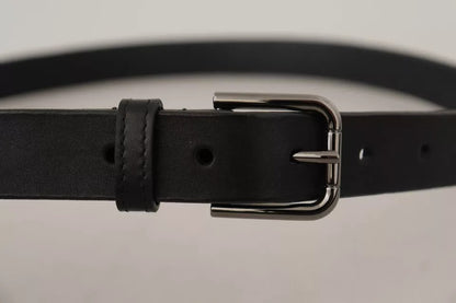 Dolce & Gabbana Black Calf Leather Classic Metal Logo Buckle Belt - 90 cm / 36 Inches