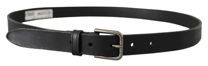 Dolce & Gabbana Black Calf Leather Classic Metal Logo Buckle Belt - 90 cm / 36 Inches