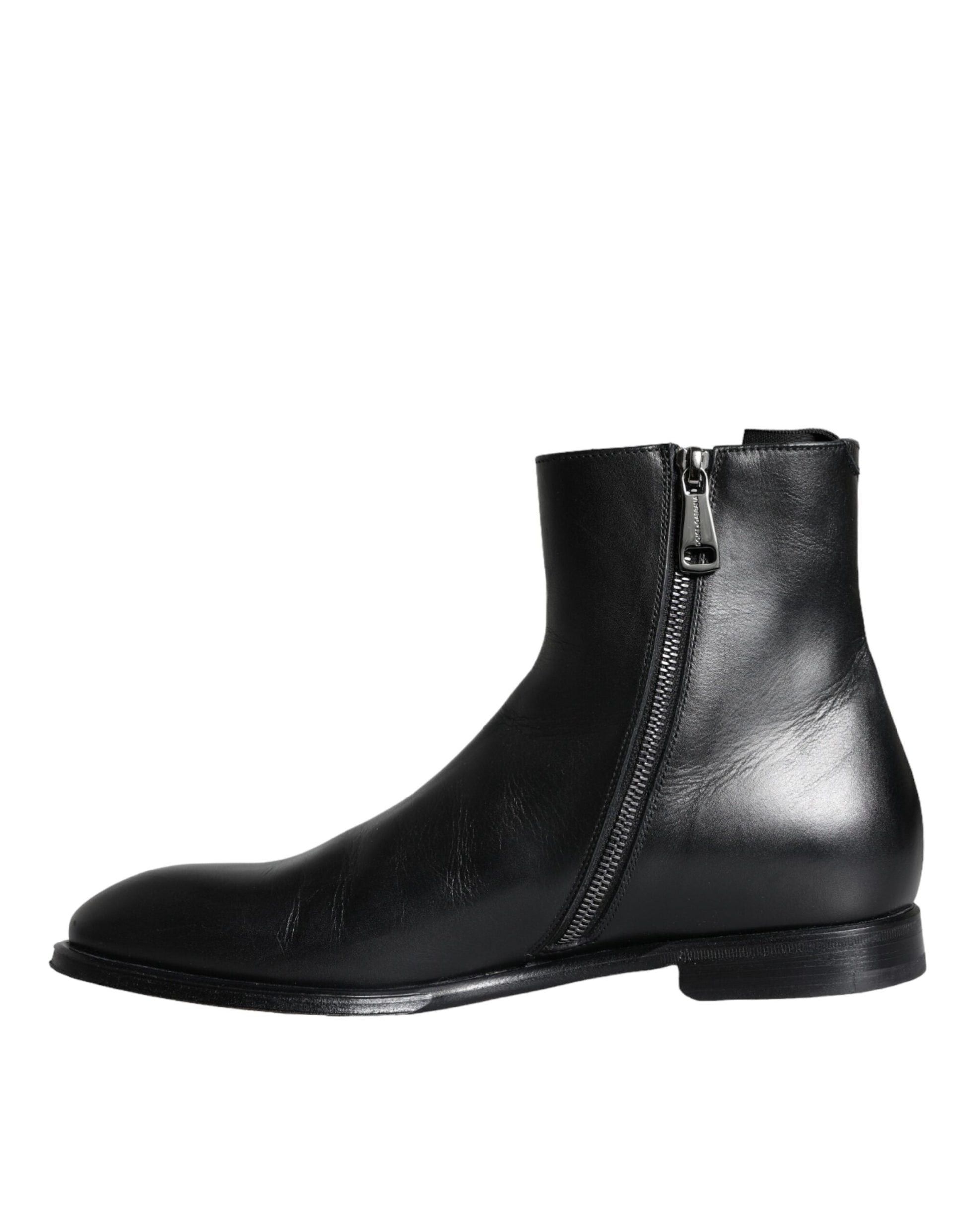 Dolce & Gabbana Black Calf Leather Men Ankle Boots Men Shoes - EU41/US8