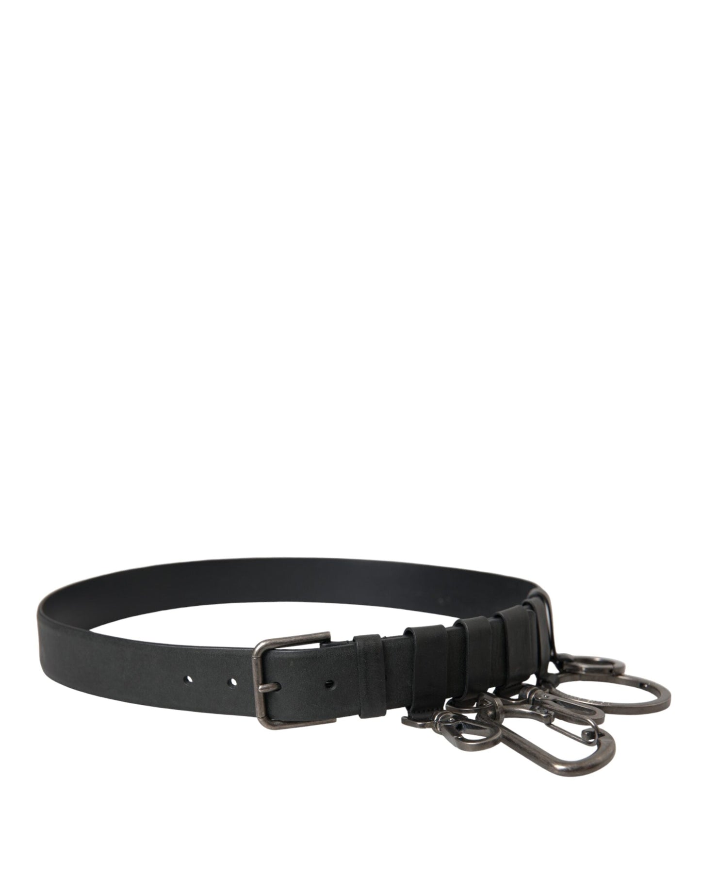 Dolce & Gabbana Black Calf Leather Silver Metal Buckle Belt - 90 cm / 36 Inches