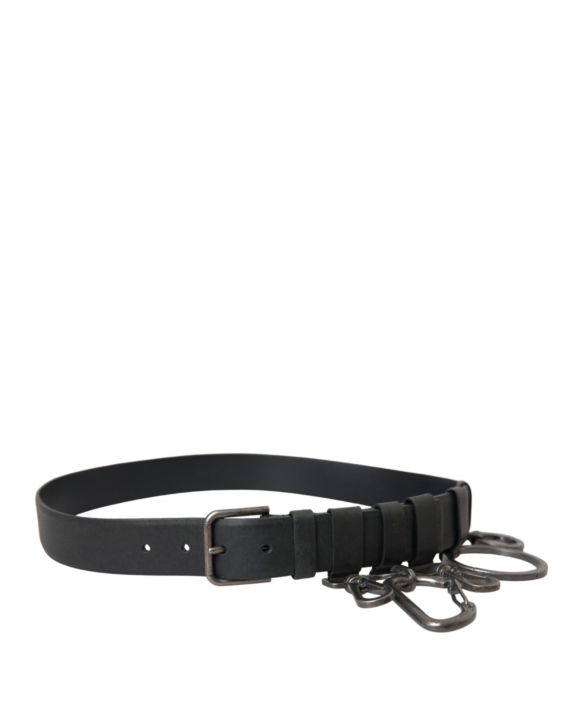 Dolce & Gabbana Black Calf Leather Silver Metal Buckle Belt - 90 cm / 36 Inches