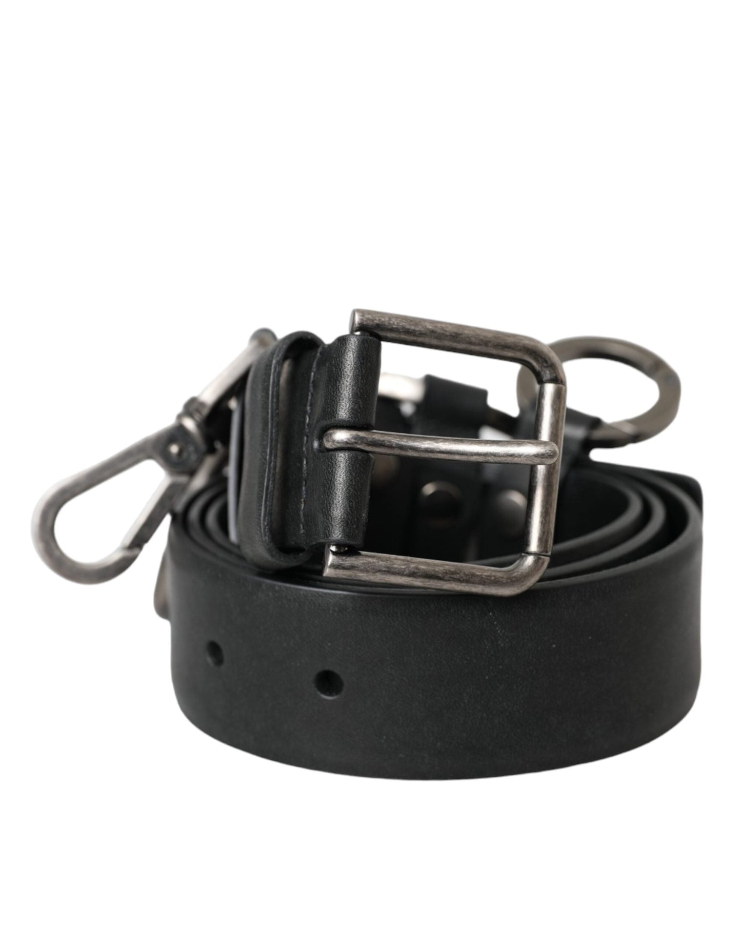 Dolce & Gabbana Black Calf Leather Silver Metal Buckle Belt - 90 cm / 36 Inches