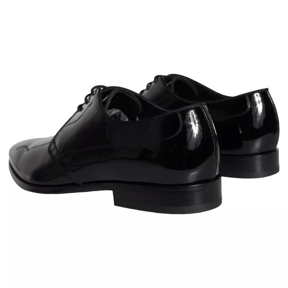 Dolce & Gabbana Black Calfskin Leather Derby Men Dress Shoes