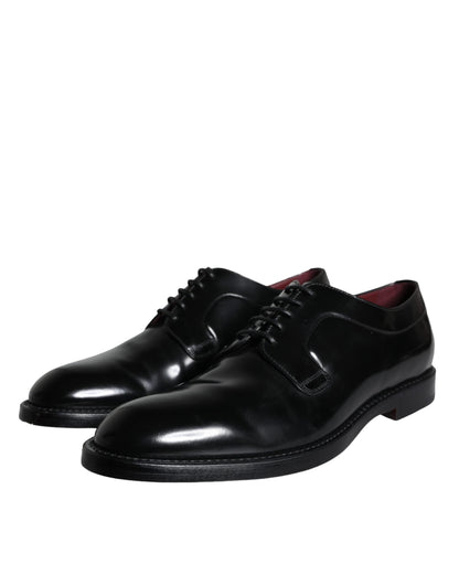 Dolce & Gabbana Black Calfskin Leather Derby Men Dress Shoes - EU43/US10