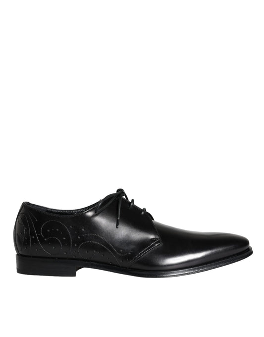 Dolce & Gabbana Black Calfskin Leather Derby Men Dress Shoes - EU43/US10