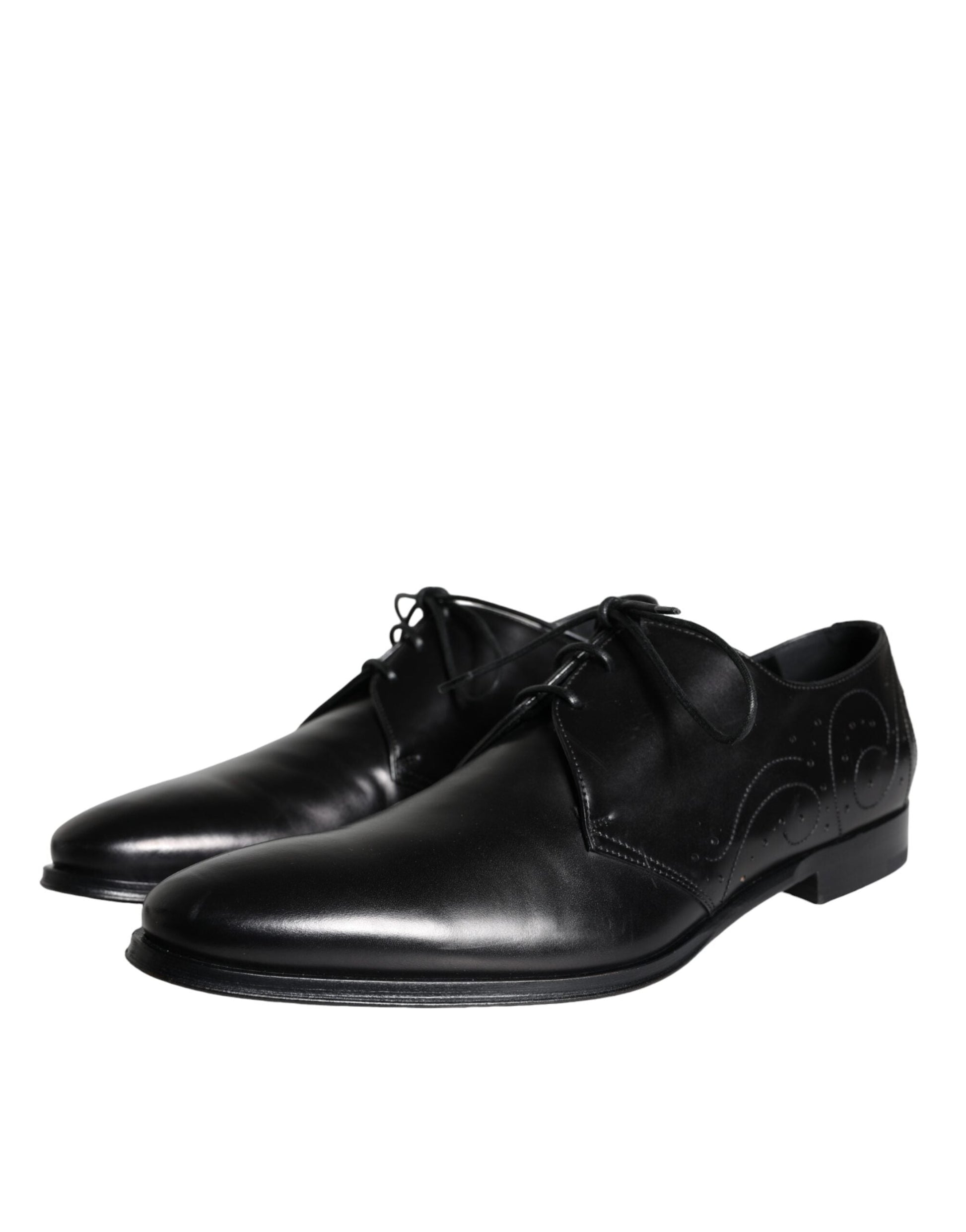 Dolce & Gabbana Black Calfskin Leather Derby Men Dress Shoes - EU43/US10